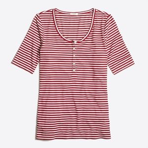 J. Crew ribbed red striped henley